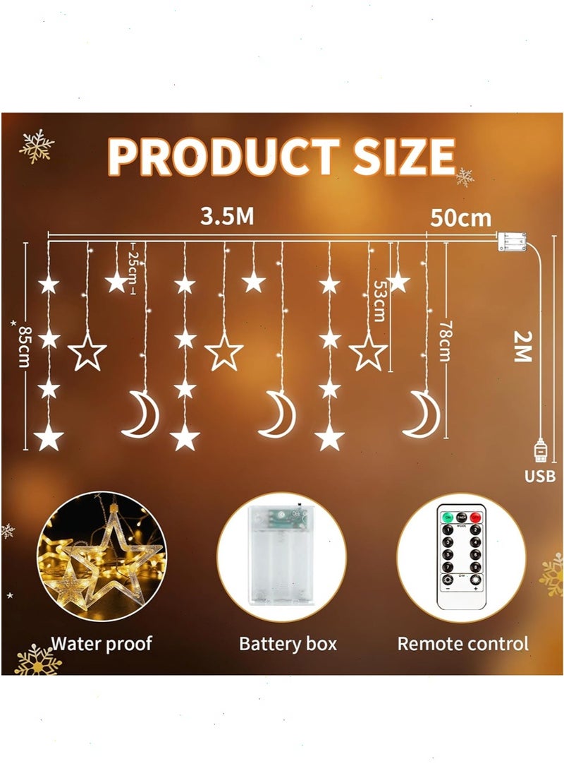 Ramadan Lights, Star and Moon String Lights, with Remote Control and Battery Box, Warm White Decorative Lights, Suitable for Gardens,  Balconies, and Bedrooms, Ramadan Decor - Image 2